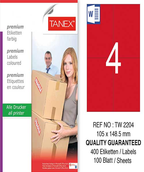 Taneks Tw-2204 105X148,5 Mm Kırmızı Laser Etiket