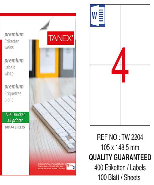 Taneks Tw-2204 105X148,5 Mm Kuşe Laser Etiket