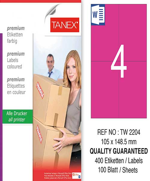 Taneks Tw-2204 105X148,5 Mm Pembe Laser Etiket