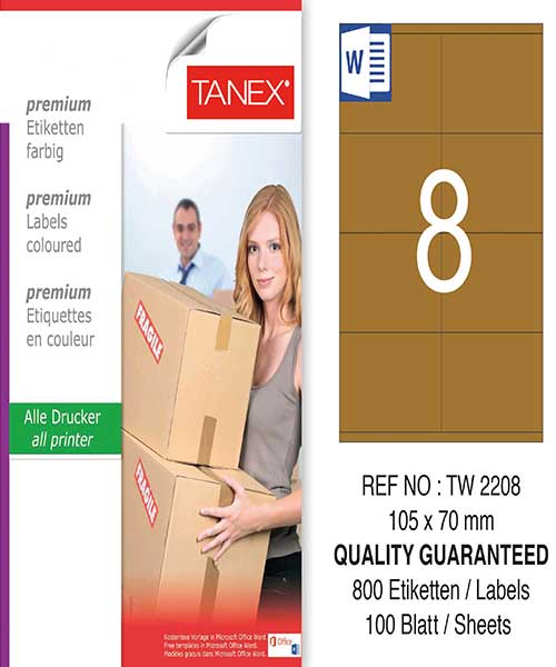 Taneks Tw-2208 105X70 Mm Kraft Laser Etiket