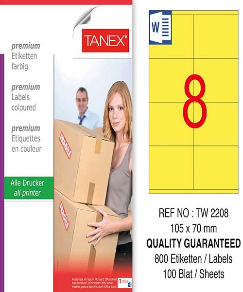 Taneks Tw-2208 105X70 Mm Sarı Laser Etiket