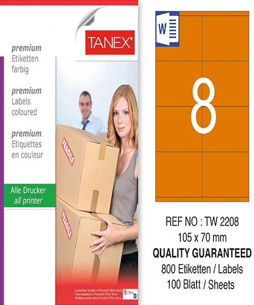 Taneks Tw-2208 105X70 Mm Turuncu Laser Etiket