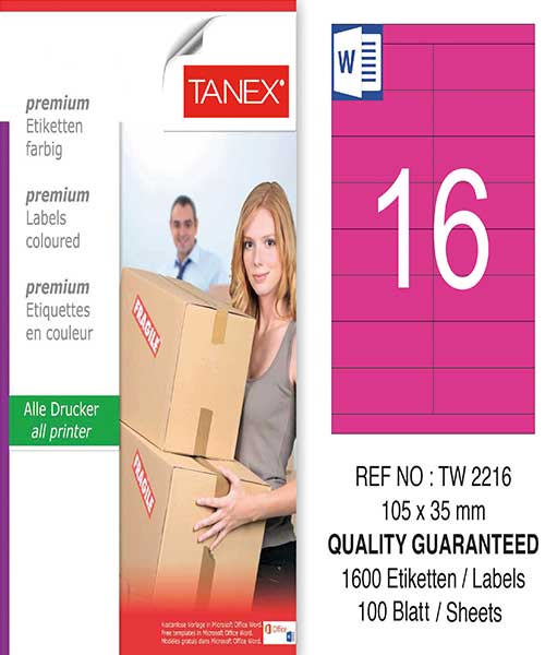 Taneks Tw-2216 105X35 Mm Pembe Laser Etiket