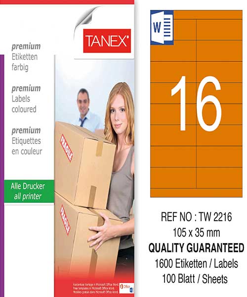 Taneks Tw-2216 105X35 Mm Turuncu Laser Etiket