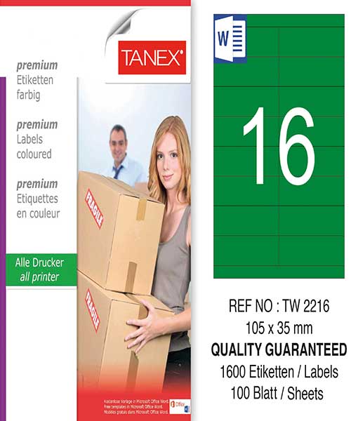 Taneks Tw-2216 105X35 Mm Yeşil Laser Etiket