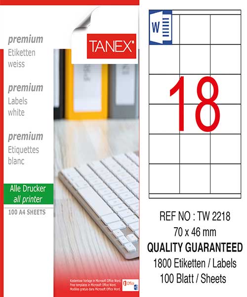 Taneks Tw-2218 70X46 Mm Laser Etiket