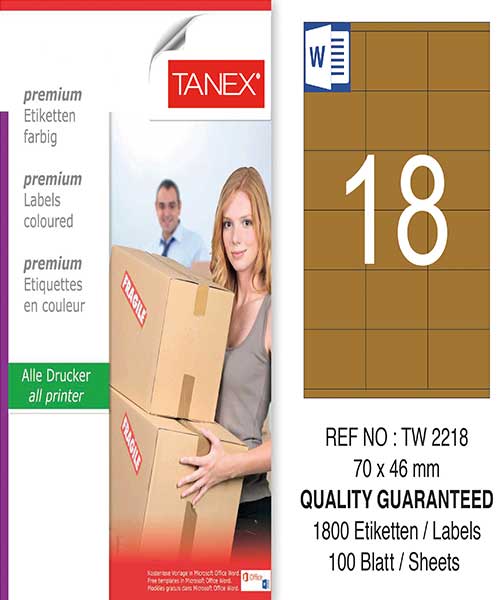 Taneks Tw-2218 70X46 Mm Kraft Laser Etiket