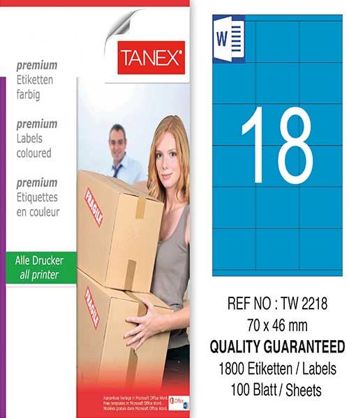 Taneks Tw-2218 70X46 Mm Mavi Laser Etiket