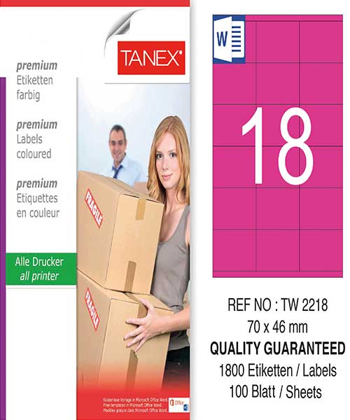 Taneks Tw-2218 70X46 Mm Pembe Laser Etiket