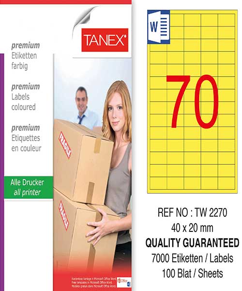 Taneks Tw-2270 40X20 Mm Sarı Laser Etiket