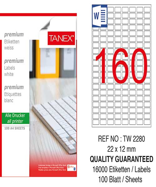 Taneks Tw-2280 22X12 Mm Kuşe Laser Etiket