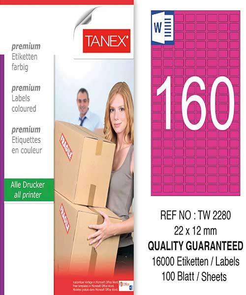 Taneks Tw-2280 22X12 Mm Pembe Laser Etiket