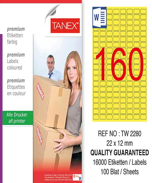 Taneks Tw-2280 22X12 Mm Sarı Laser Etiket