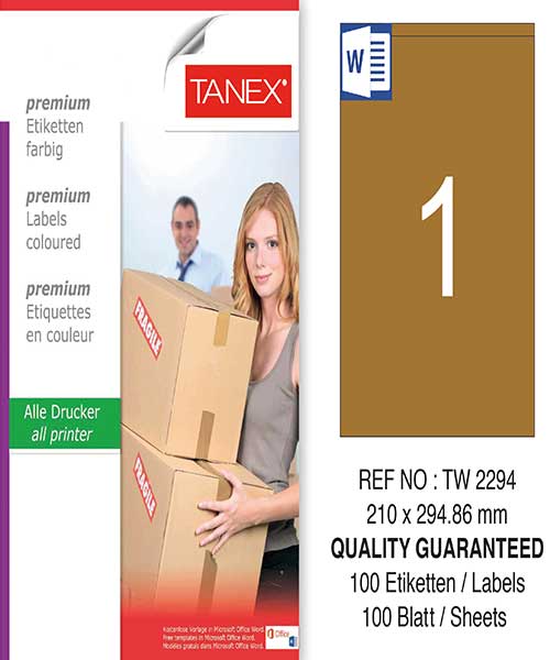 Taneks Tw-2294 210X294,86 Mm Kraft Laser Etiket