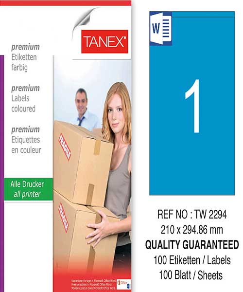 Taneks Tw-2294 210X294,86 Mm Mavi Laser Etiket