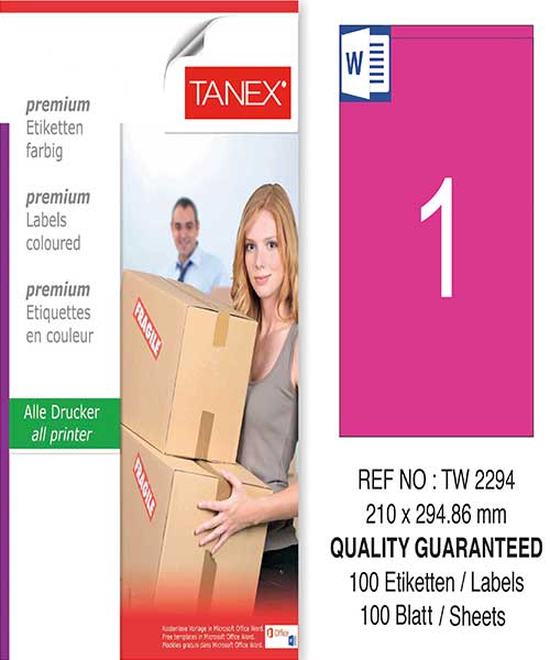 Taneks Tw-2294 210X294,86 Mm Pembe Laser Etiket