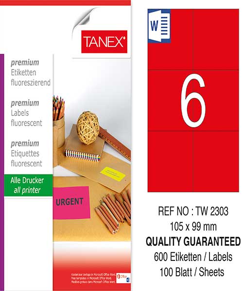 Taneks Tw-2303 105X99 Mm Flo Kırmızı Laser Etiket