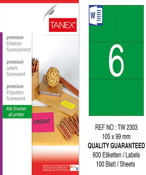 Taneks Tw-2303 105X99 Mm Flo Yeşil Laser Etiket
