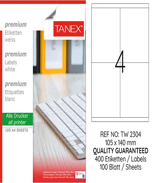 Taneks Tw-2304 105X140 Mm Kuşe Laser Etiket