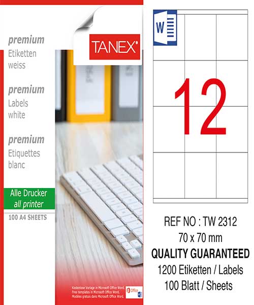 Taneks Tw-2312 70X70 Mm Laser Etiket