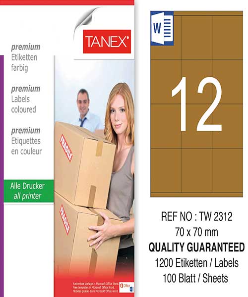 Taneks Tw-2312 70X70 Mm Kraft Laser Etiket