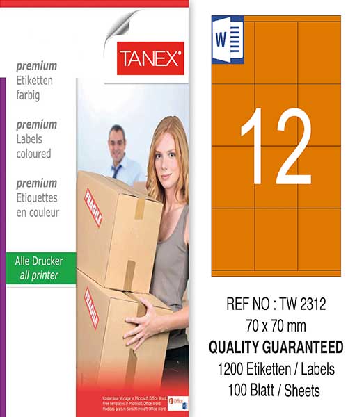 Taneks Tw-2312 70X70 Mm Turuncu Laser Etiket