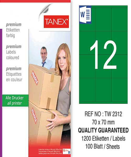 Taneks Tw-2312 70X70 Mm Yeşil Laser Etiket