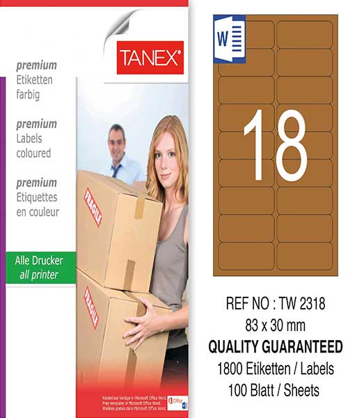 Taneks Tw-2318 83X30 Mm Kraft Laser Etiket