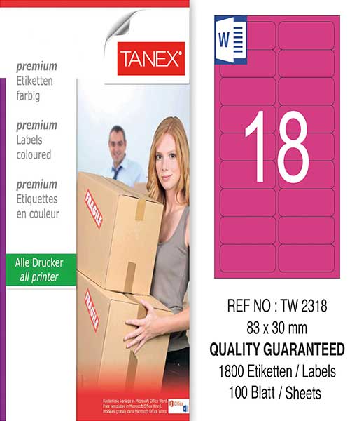 Taneks Tw-2318 83X30 Mm Pembe Laser Etiket