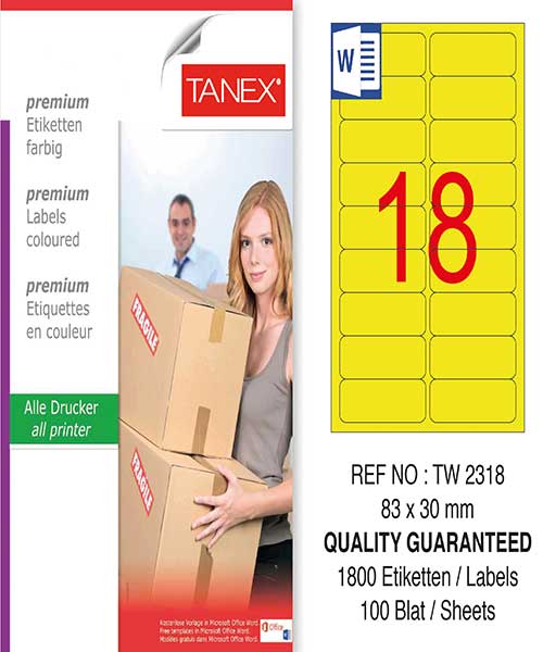Taneks Tw-2318 83X30 Mm Sarı Laser Etiket