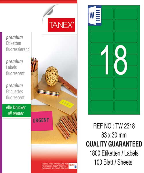 Taneks Tw-2318 83X30 Mm Flo Yeşil Laser Etiket