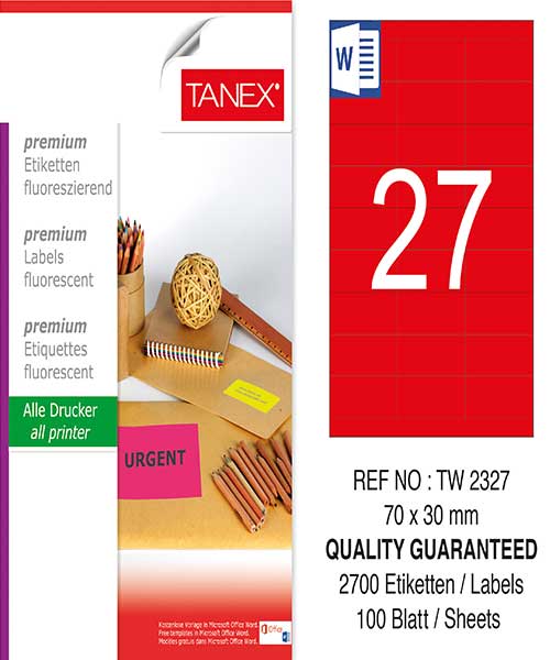 Taneks Tw-2327 70X30 Mm Flo Kırmızı Laser Etiket