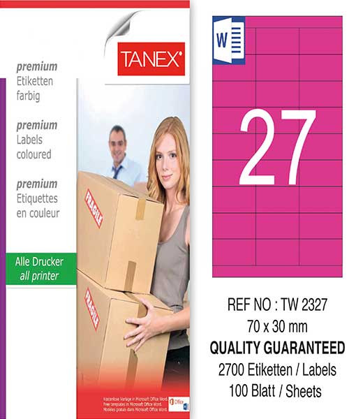 Taneks Tw-2327 70X30 Mm Pembe Laser Etiket