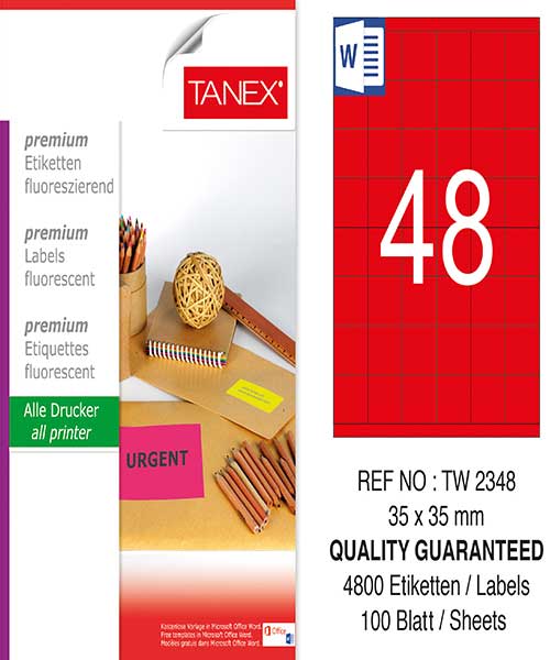 Taneks Tw-2348 35X35 Mm Flo Kırmızı Laser Etiket