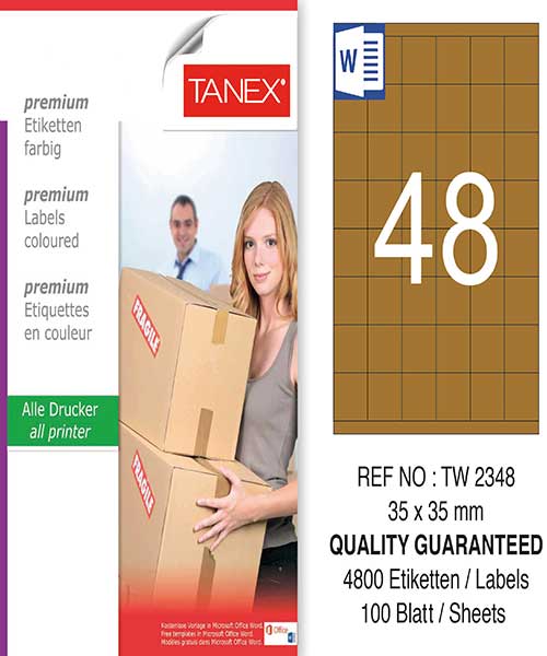 Taneks Tw-2348 35X35 Mm Kraft Laser Etiket