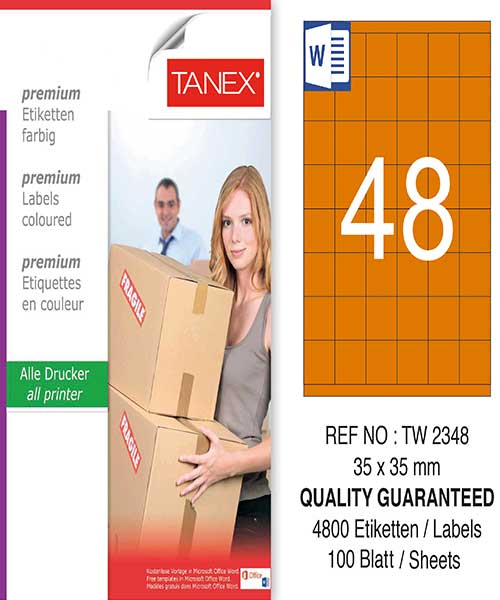 Taneks Tw-2348 35X35 Mm Turuncu Laser Etiket