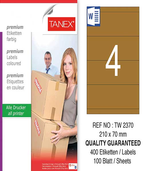 Taneks Tw-2370 210X70 Mm Kraft Laser Etiket