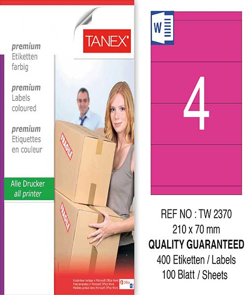 Taneks Tw-2370 210X70 Mm Pembe Laser Etiket