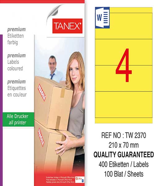 Taneks Tw-2370 210X70 Mm Sarı Laser Etiket