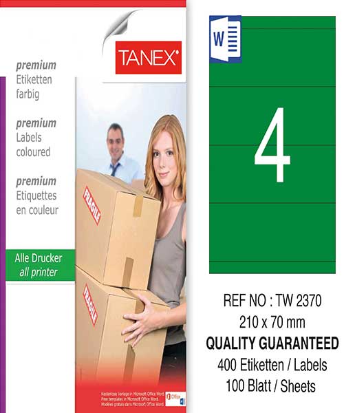 Taneks Tw-2370 210X70 Mm Yeşil Laser Etiket