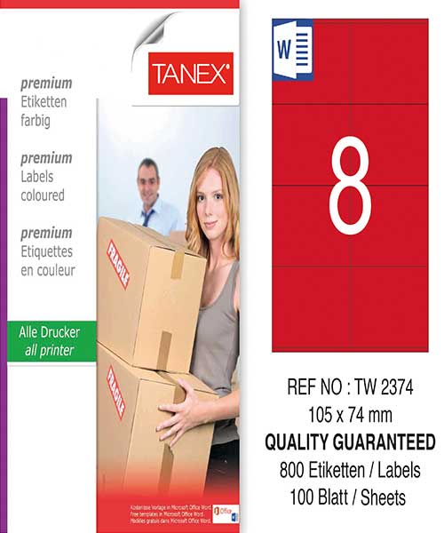 Taneks Tw-2374 105X74,25 Mm Kırmızı Laser Etiket