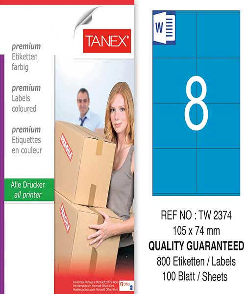 Taneks Tw-2374 105X74,25 Mm Mavi Laser Etiket
