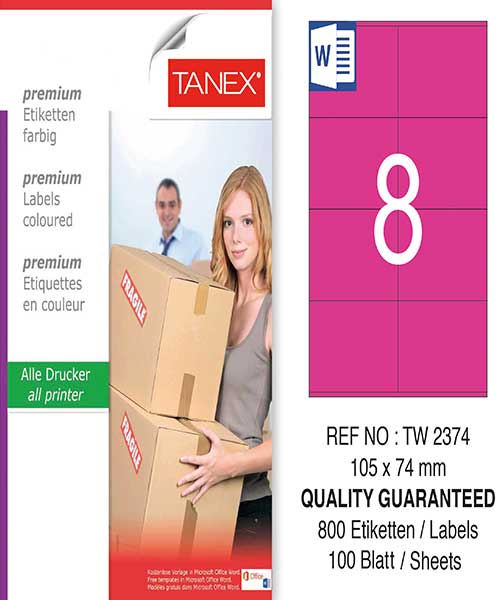 Taneks Tw-2374 105X74,25 Mm Pembe Laser Etiket