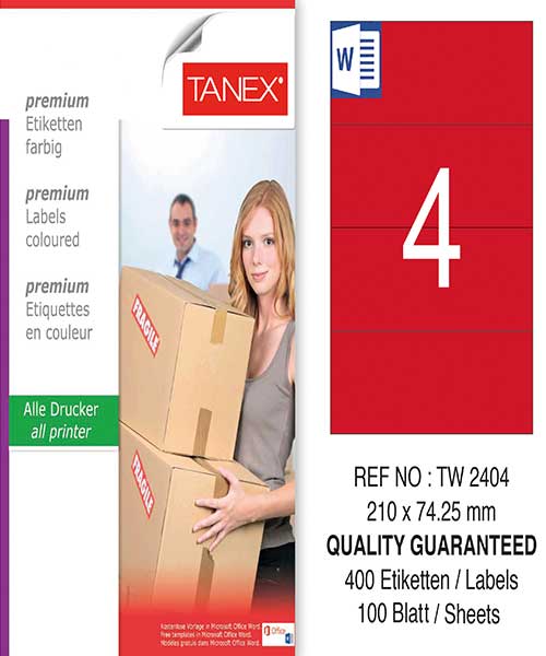 Taneks Tw-2404 210X74,25 Mm Kırmızı Laser Etiket