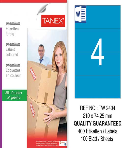 Taneks Tw-2404 210X74,25 Mm Mavi Laser Etiket