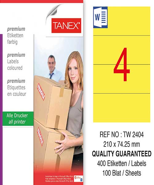Taneks Tw-2404 210X74,25 Mm Sarı Laser Etiket