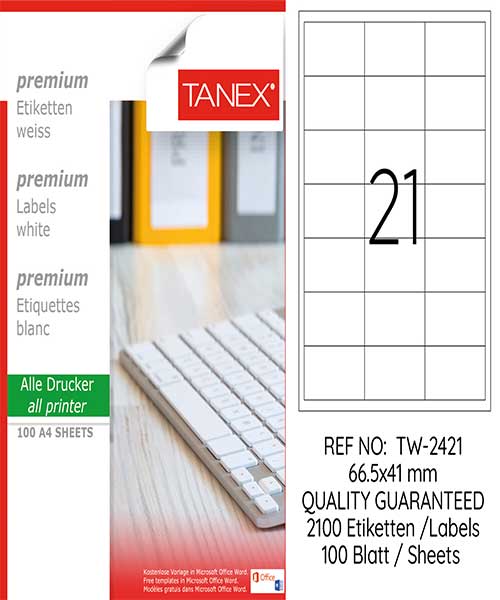Taneks Tw-2421 66,5X41 Mm Laser Etiket