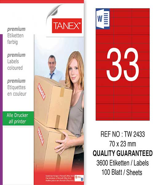 Taneks Tw-2433 70X23 Mm Kırmızı Laser Etiket