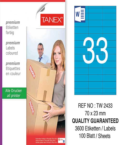 Taneks Tw-2433 70X23 Mm Mavi Laser Etiket