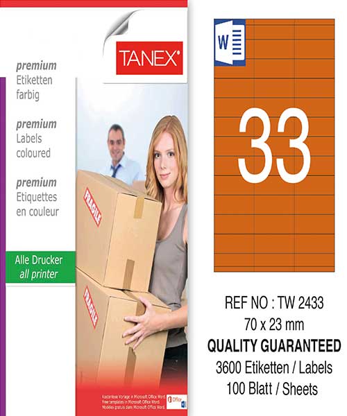 Taneks Tw-2433 70X23 Mm Turuncu Laser Etiket